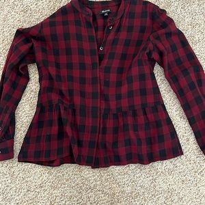 Madewell Lakeside Buffalo Check Peplum Blouse XS